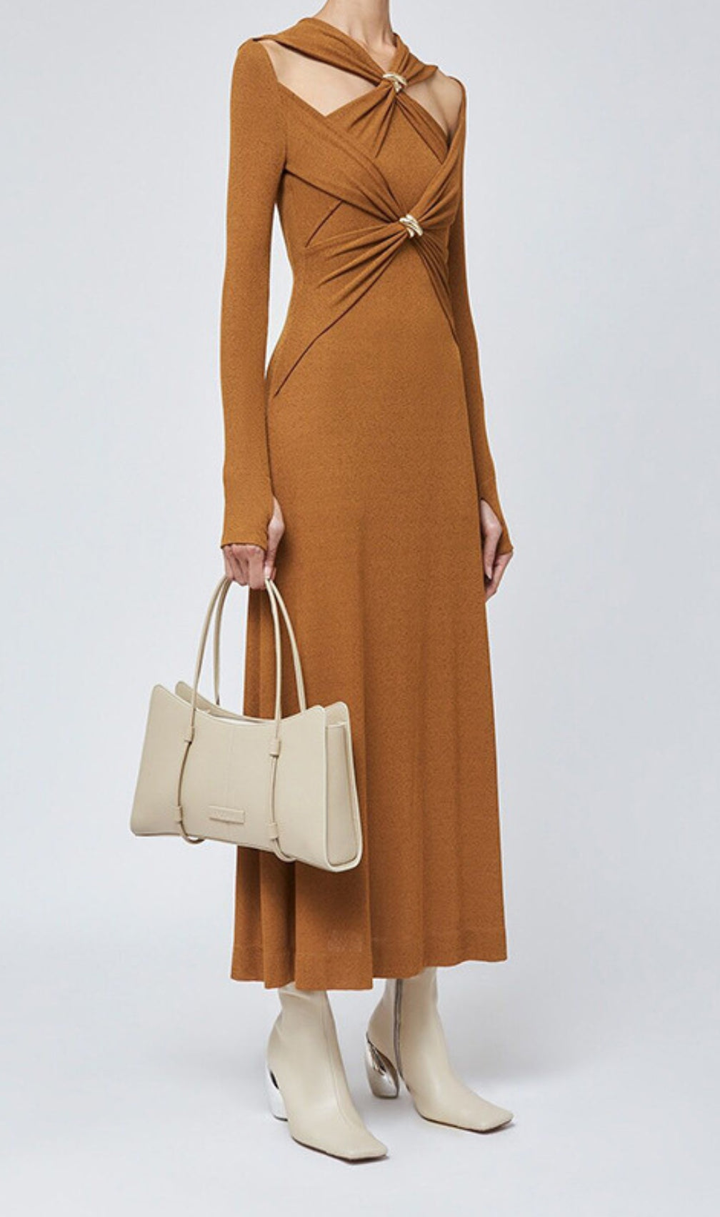 Braydon Cutout Knit Long Sleeve Midi Dress