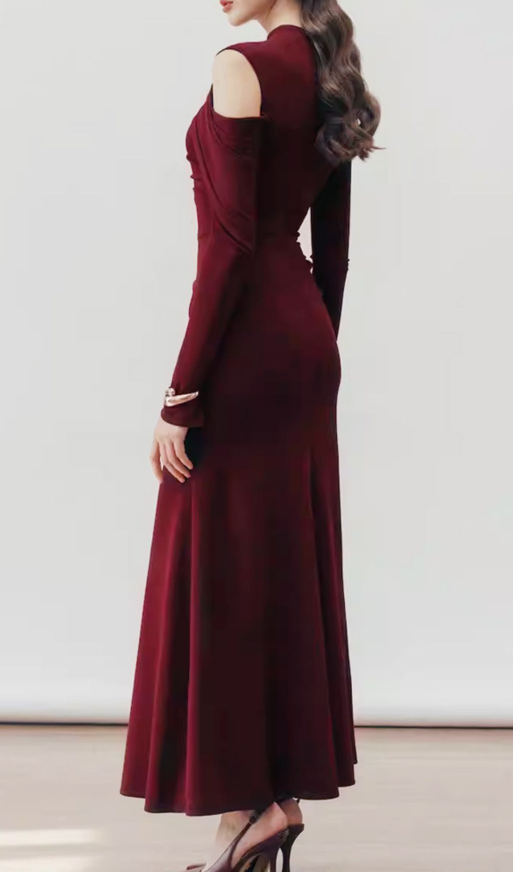 Gaines Wine Long Sleeve Maxi Dress