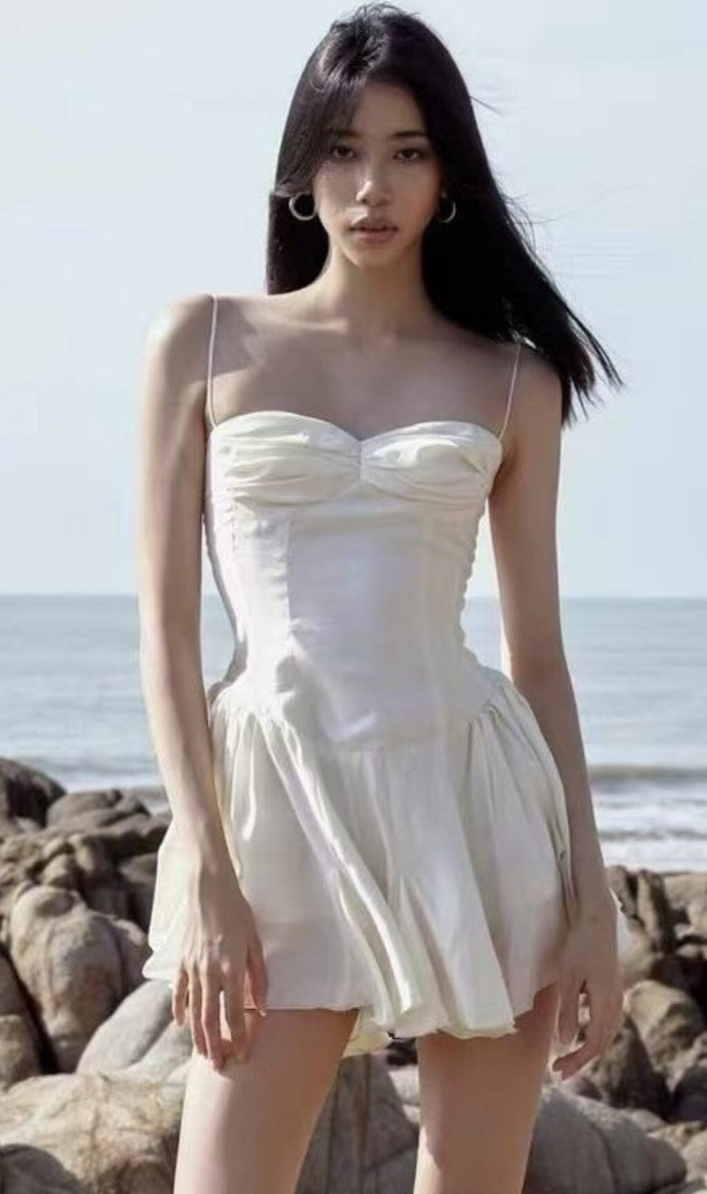 Strapless Suspender Mini Dress In White