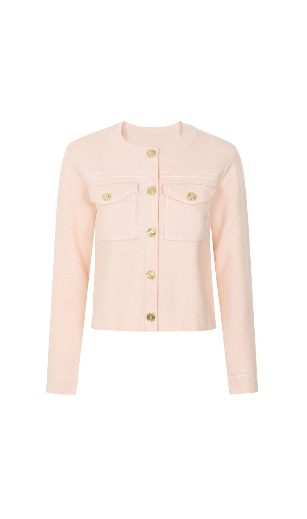 Chic Jumoke Knit Cardigan: Contrast Stitching & Gold Buttons