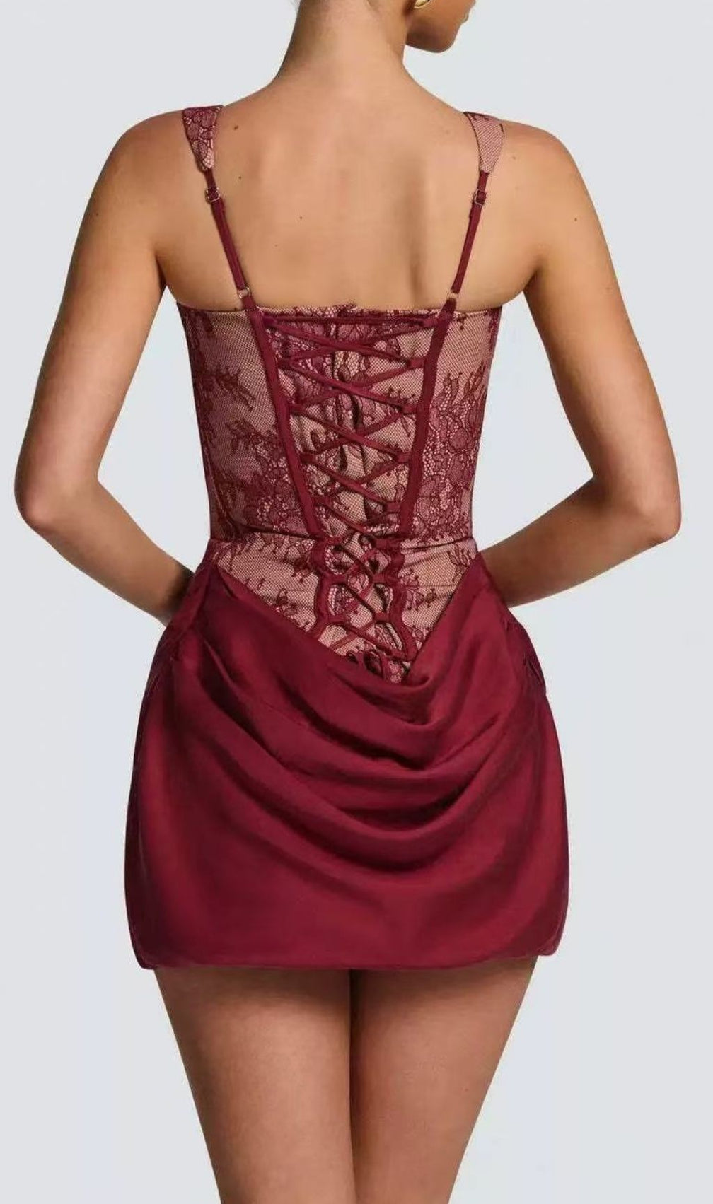 Katty Allure Red Lace Corset Mini Dress