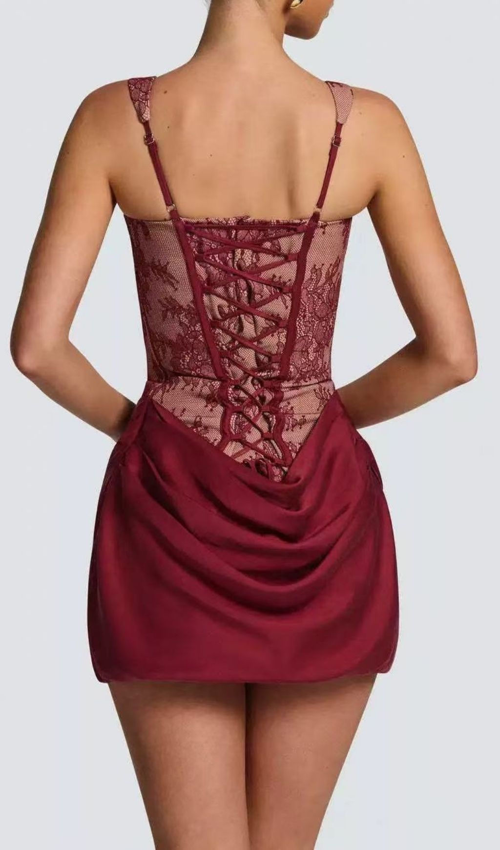 Katty Allure Red Lace Corset Mini Dress