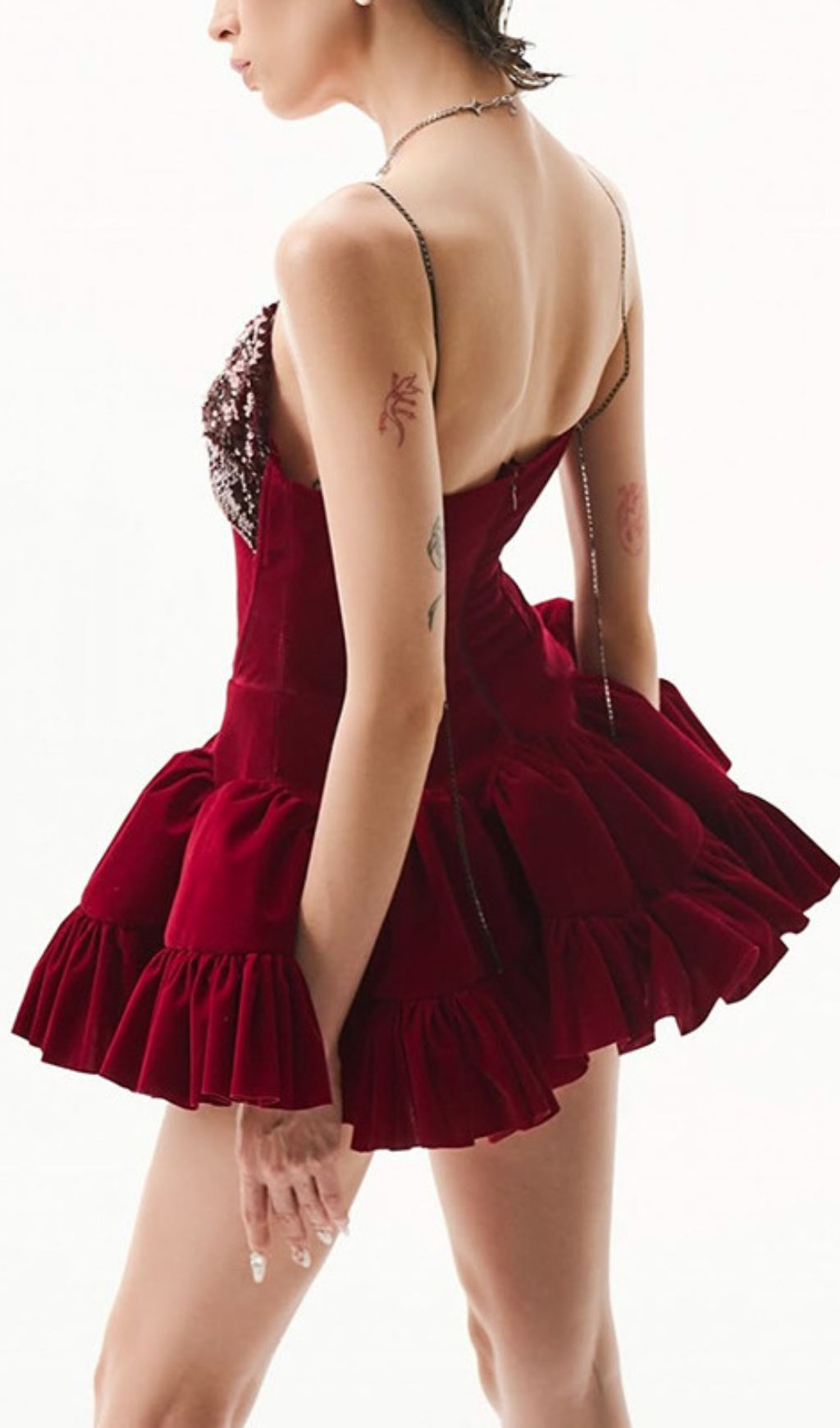 Itai Glamorous Sequin & Velvet Party Mini Dress