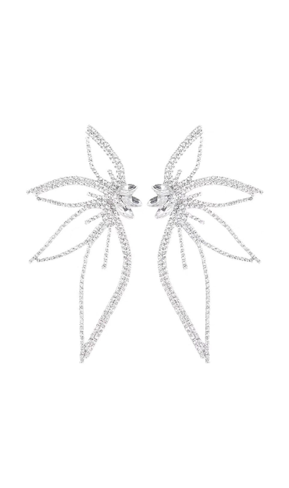 Crystal Flower Earrings In Silver