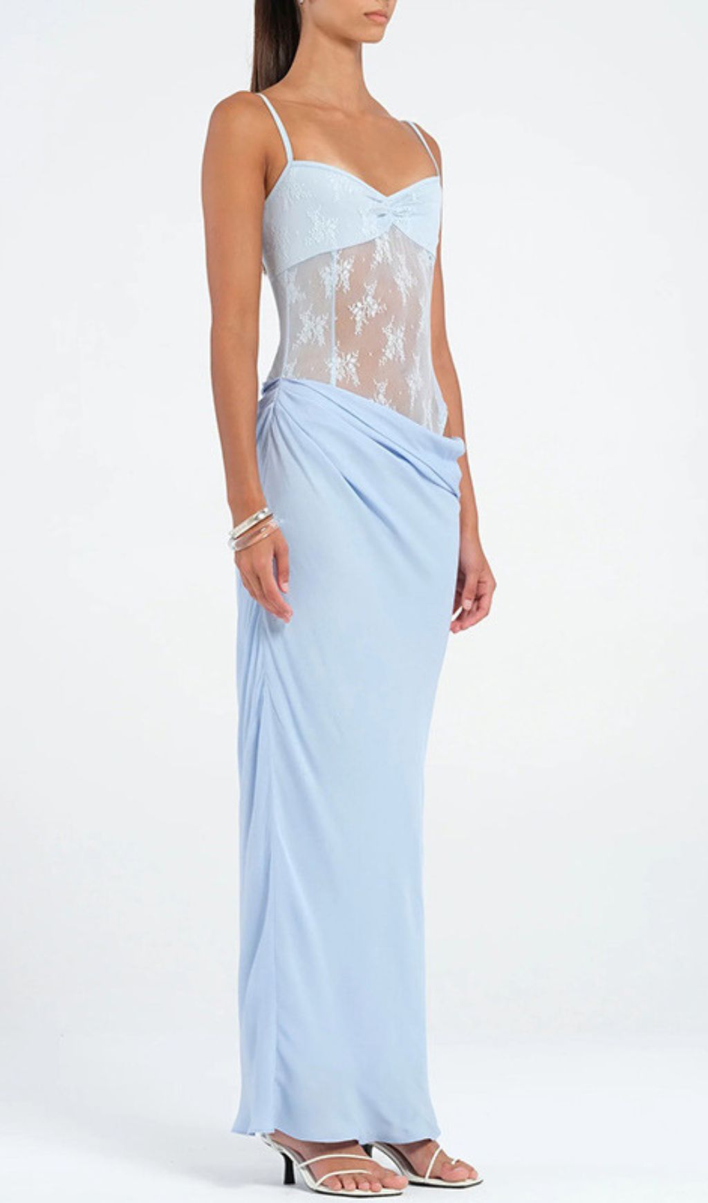 Fadil Blue Strappy Lace Maxi Dress