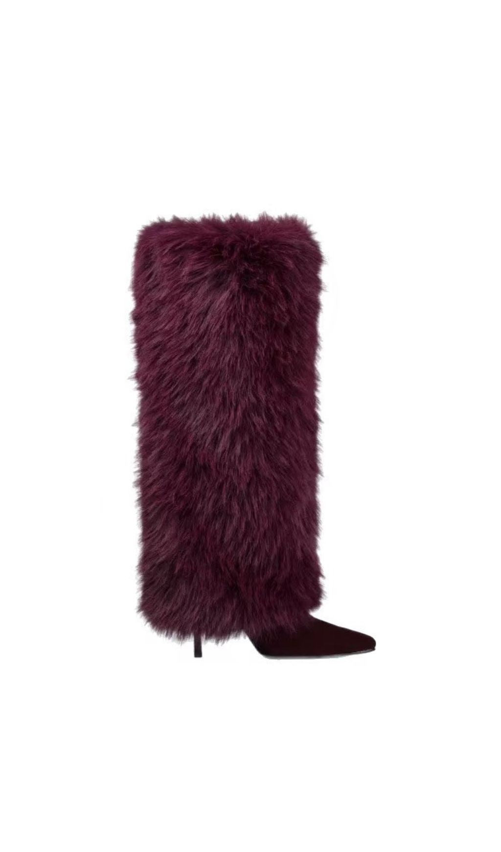 Kassi Burgundy Faux Fur Statement Boots | Luxurious Women's Winter Style