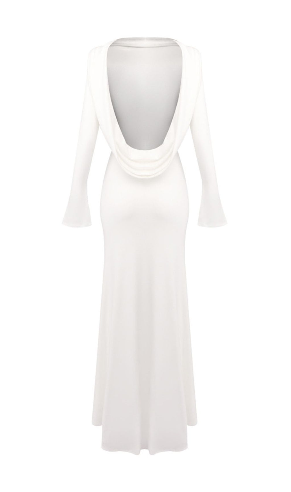 Joachim White Backless Long Sleeve Maxi Gown | Elegant Bridal & Formal Dress