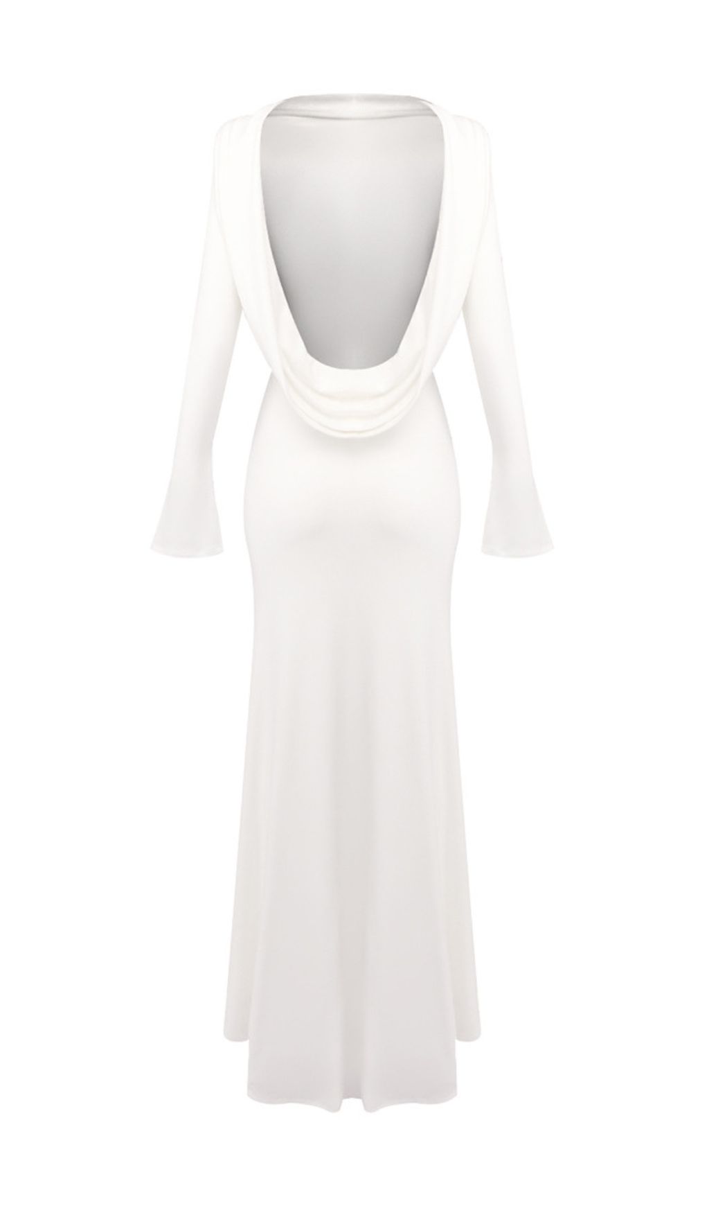 Joachim White Backless Long Sleeve Maxi Gown | Elegant Bridal & Formal Dress