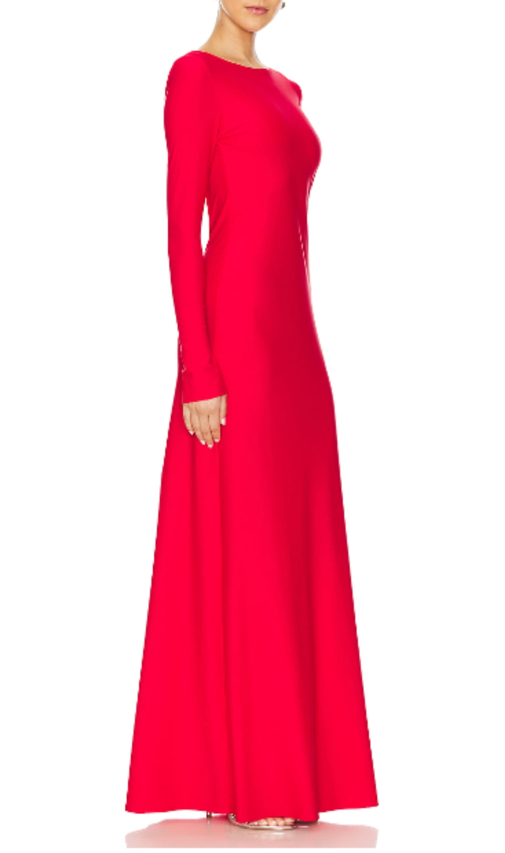 Basma Red Long Sleeve Backless Maxi Dress