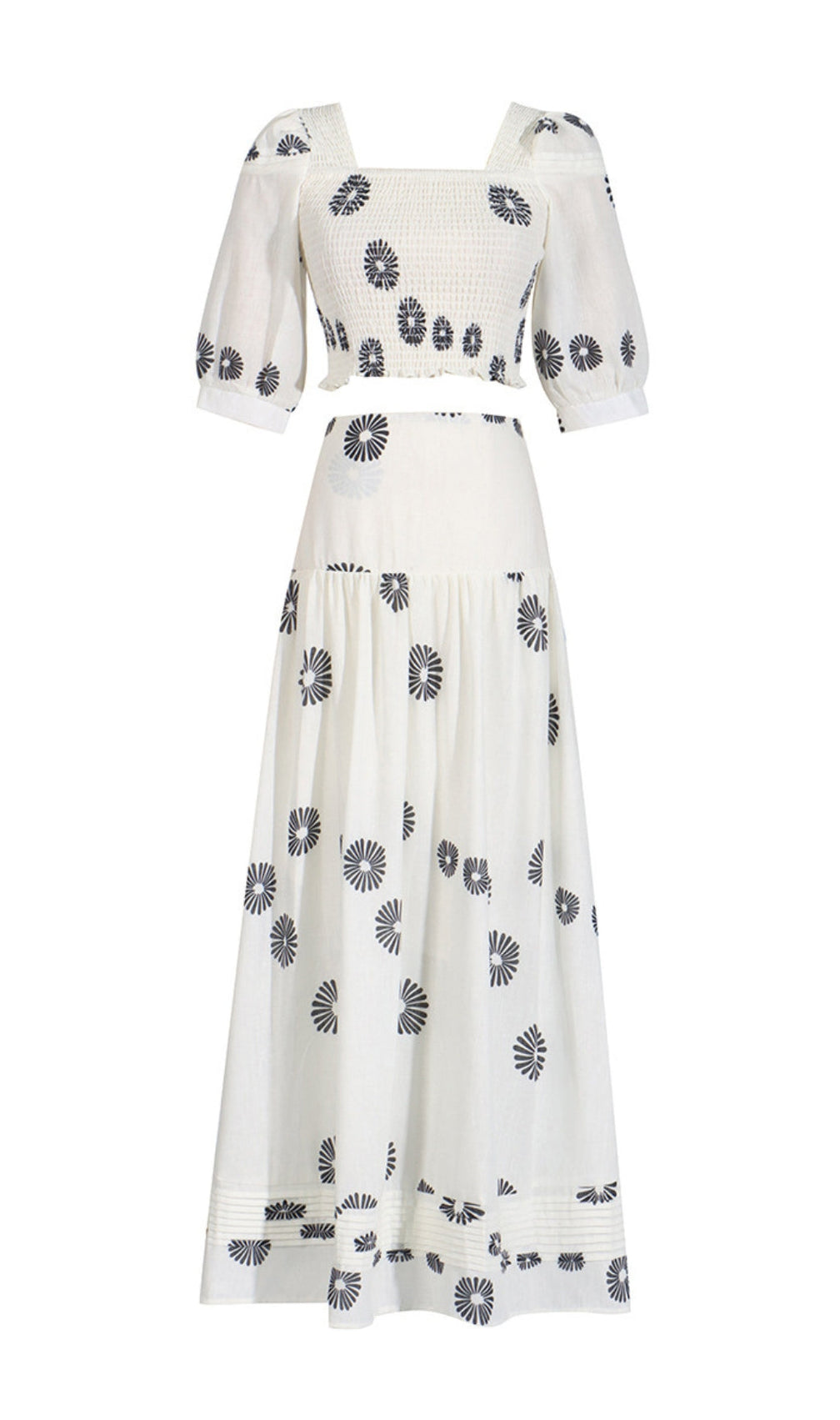 Blossom White Printed Maxi Skirt Set