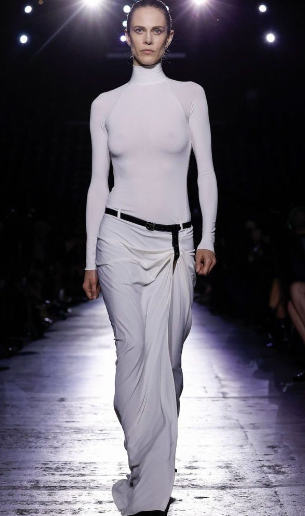 Fedora White Long Sleeve Belt Maxi Dress