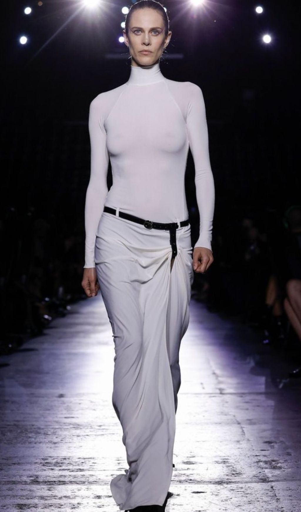 Fedora White Long Sleeve Belt Maxi Dress