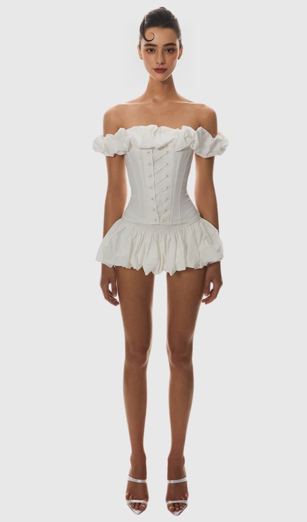 Tyora Puff Off Shoulder Lace Up Corset
