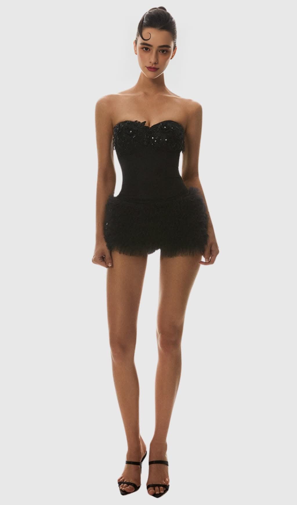Nketia Sequin Embroidery Strapless Corset