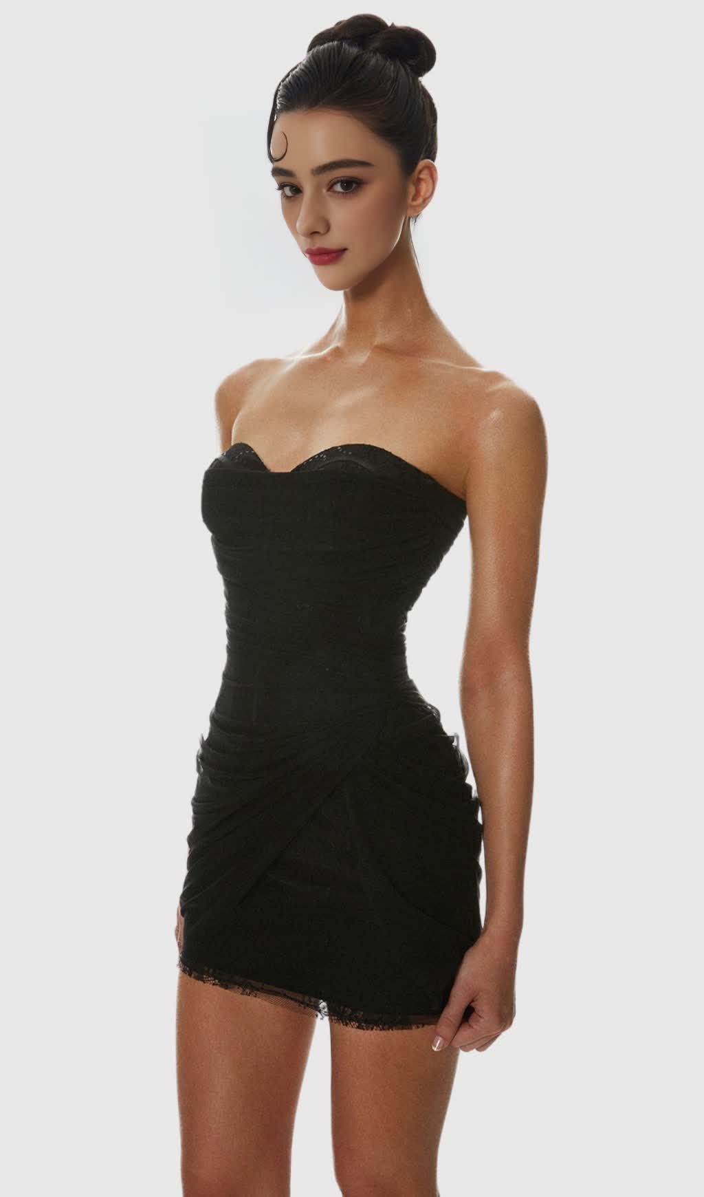 Liserre Sequin Strapless Corset Ruched Mini Dress
