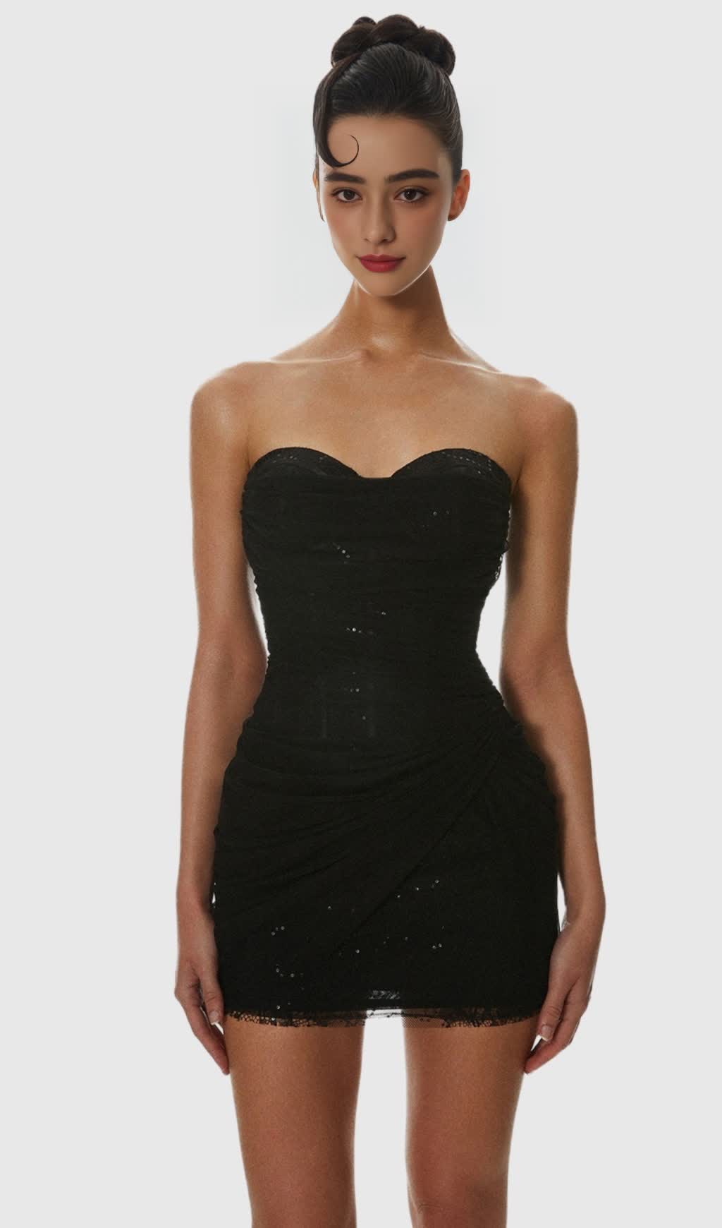 Liserre Sequin Strapless Corset Ruched Mini Dress