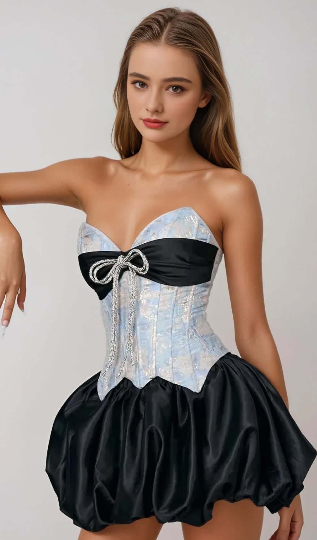 Bethari Strapless Corset Puffy Mini Dress