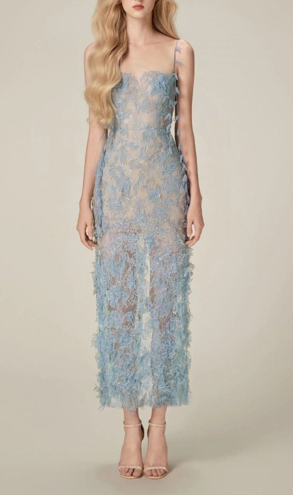Argo Blue Bead Lace Pencil Dress