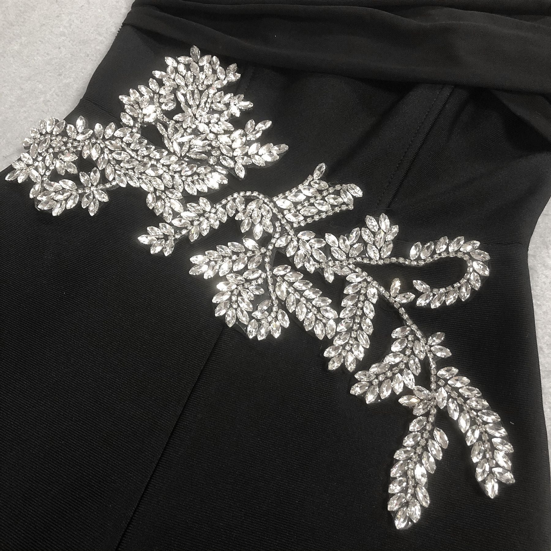 Jeneil Glamorous Black Diamante Off-Shoulder Jumpsuit