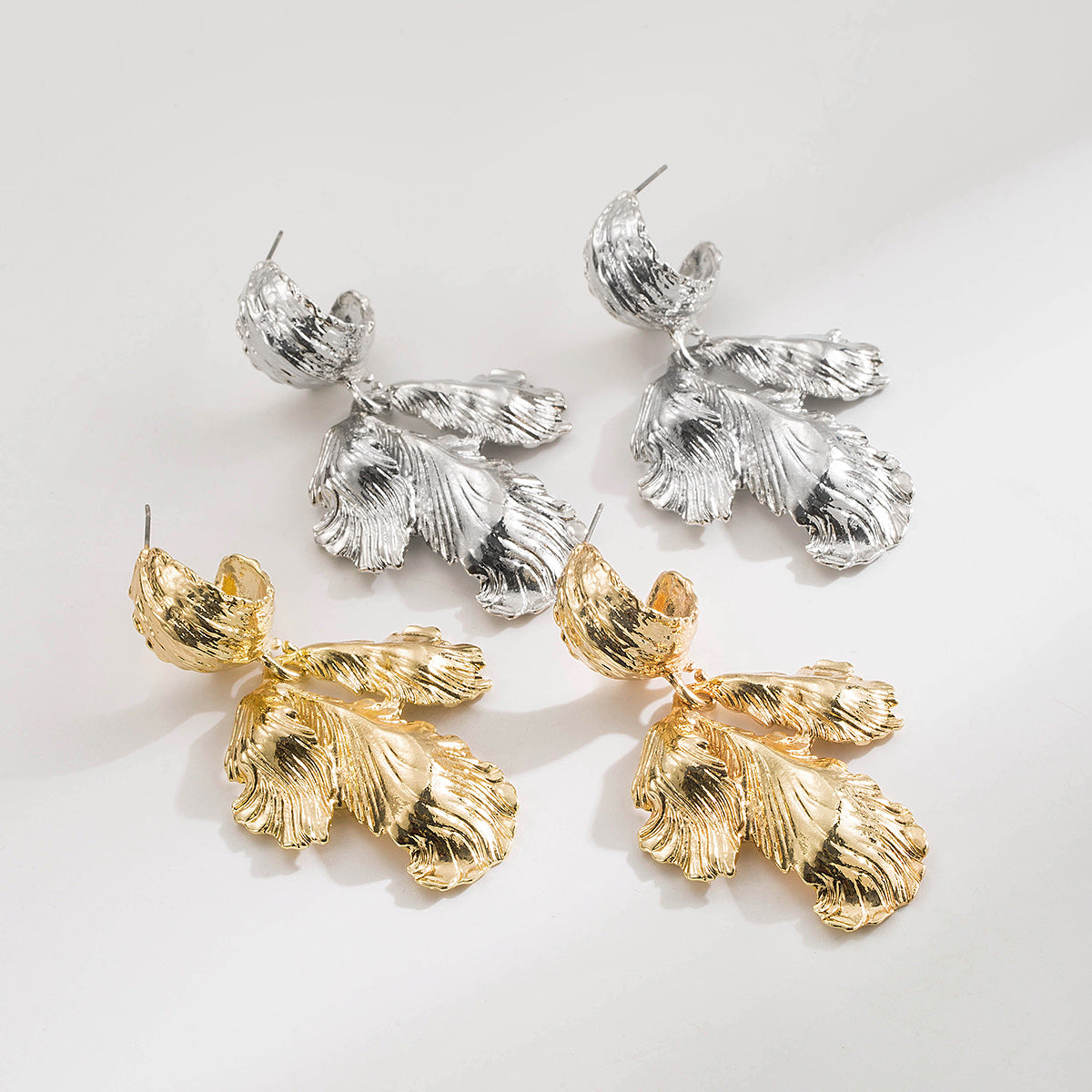 Joylyn Botanical Gold Leaf Statement Drop Earrings