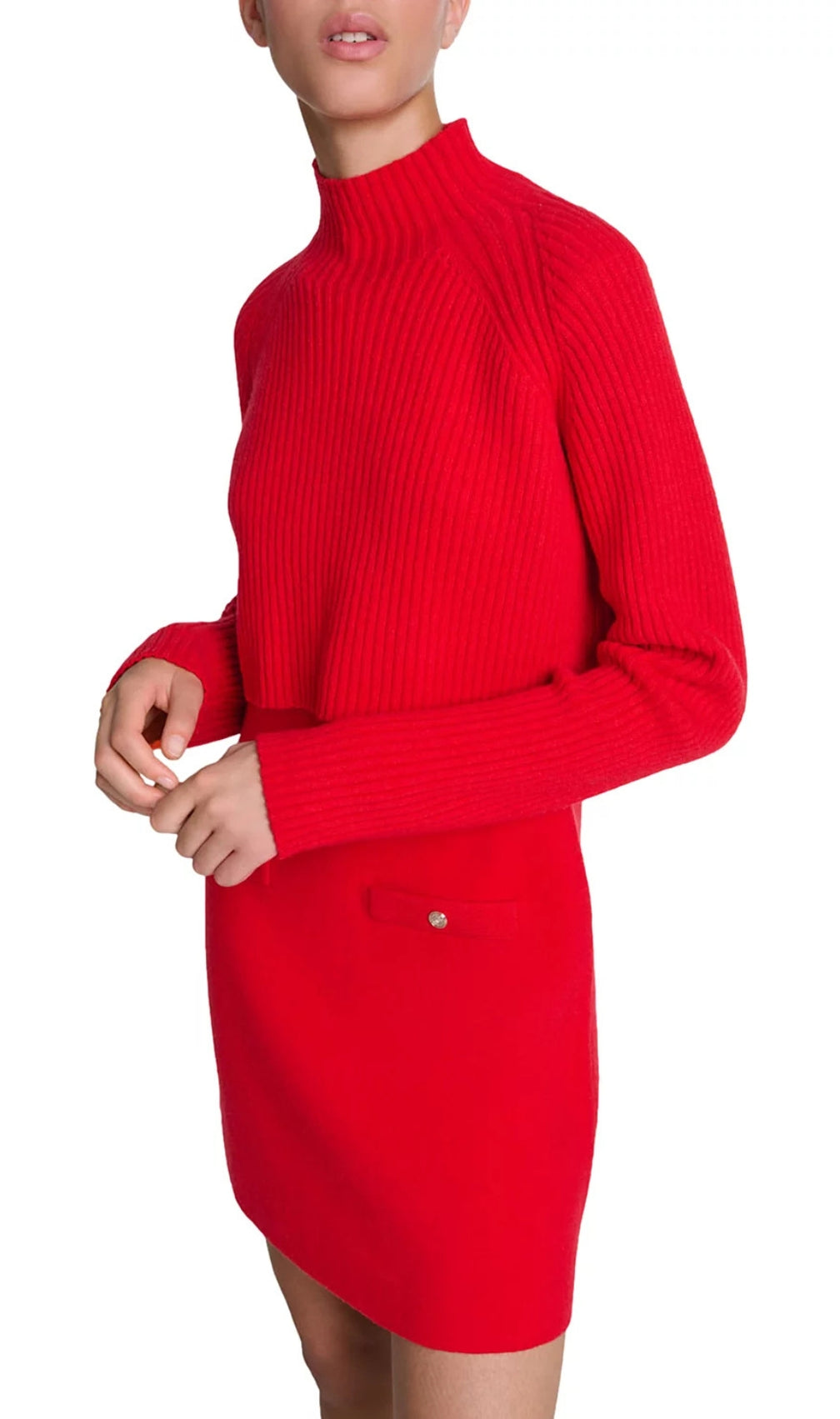 Roquette Red Layered Knit Mini Dress