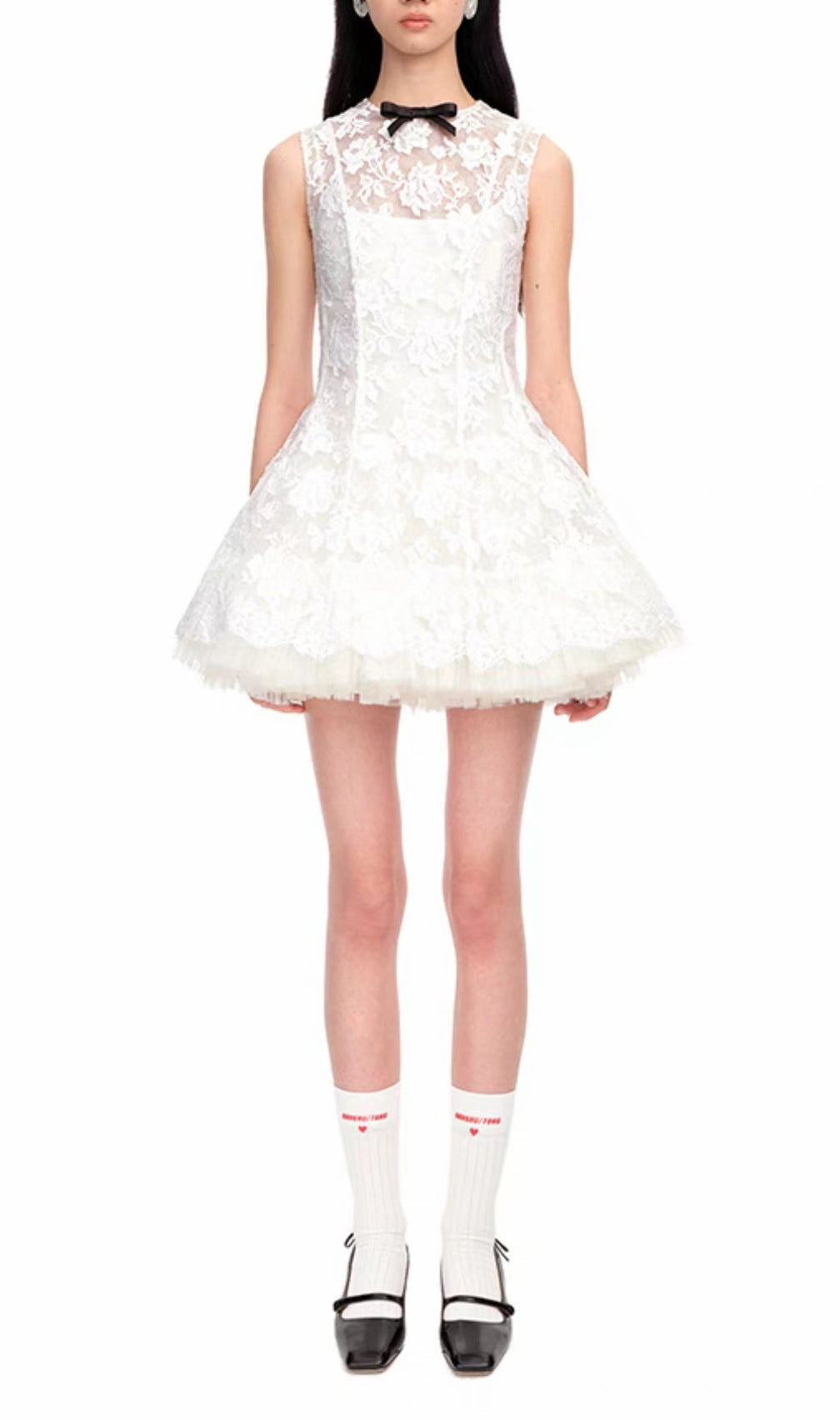 Alaiya White Lace Sleeveless Mini Dress