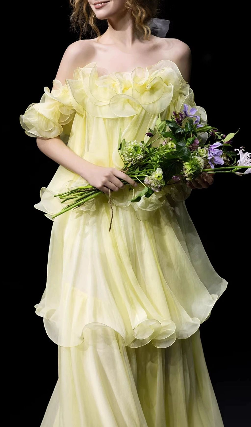 Kenadia Sunny Yellow Off-Shoulder Ruffle Maxi Dress - Effortless Summer Elegance
