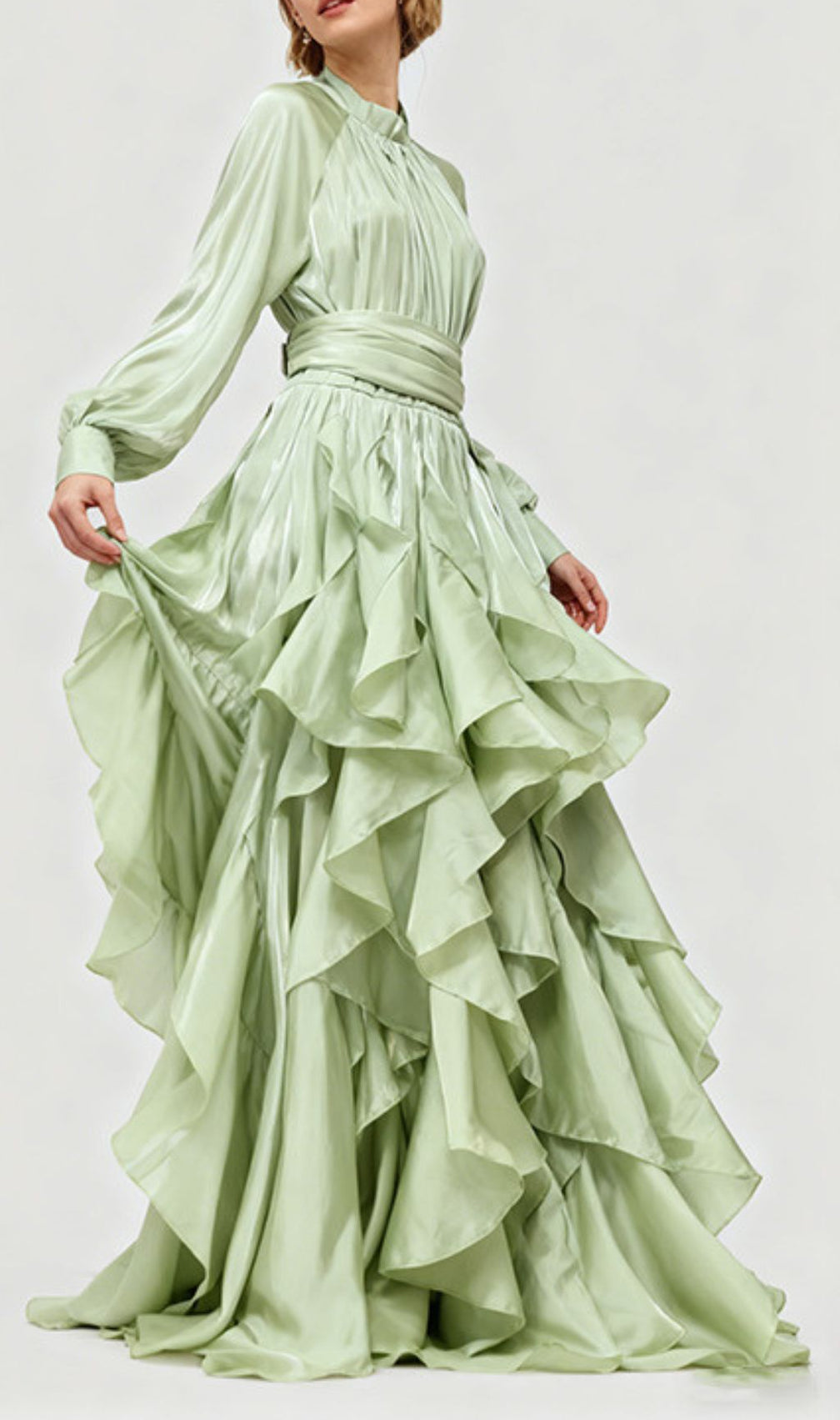 Joop Romantic Ruffle Maxi Dress - Elegant Long Sleeve Gown