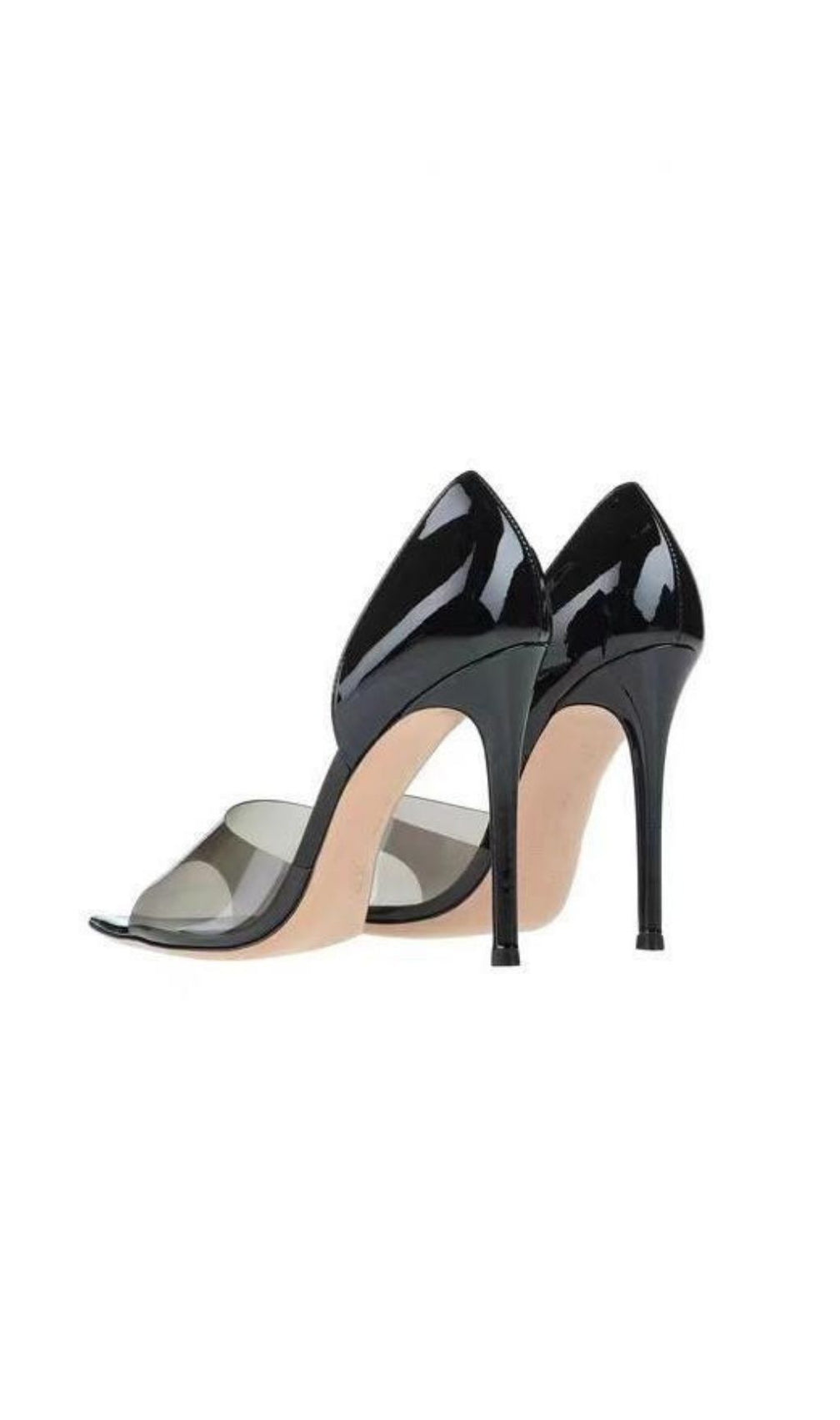 Katarina Black Patent & Clear D'Orsay Stiletto Heels