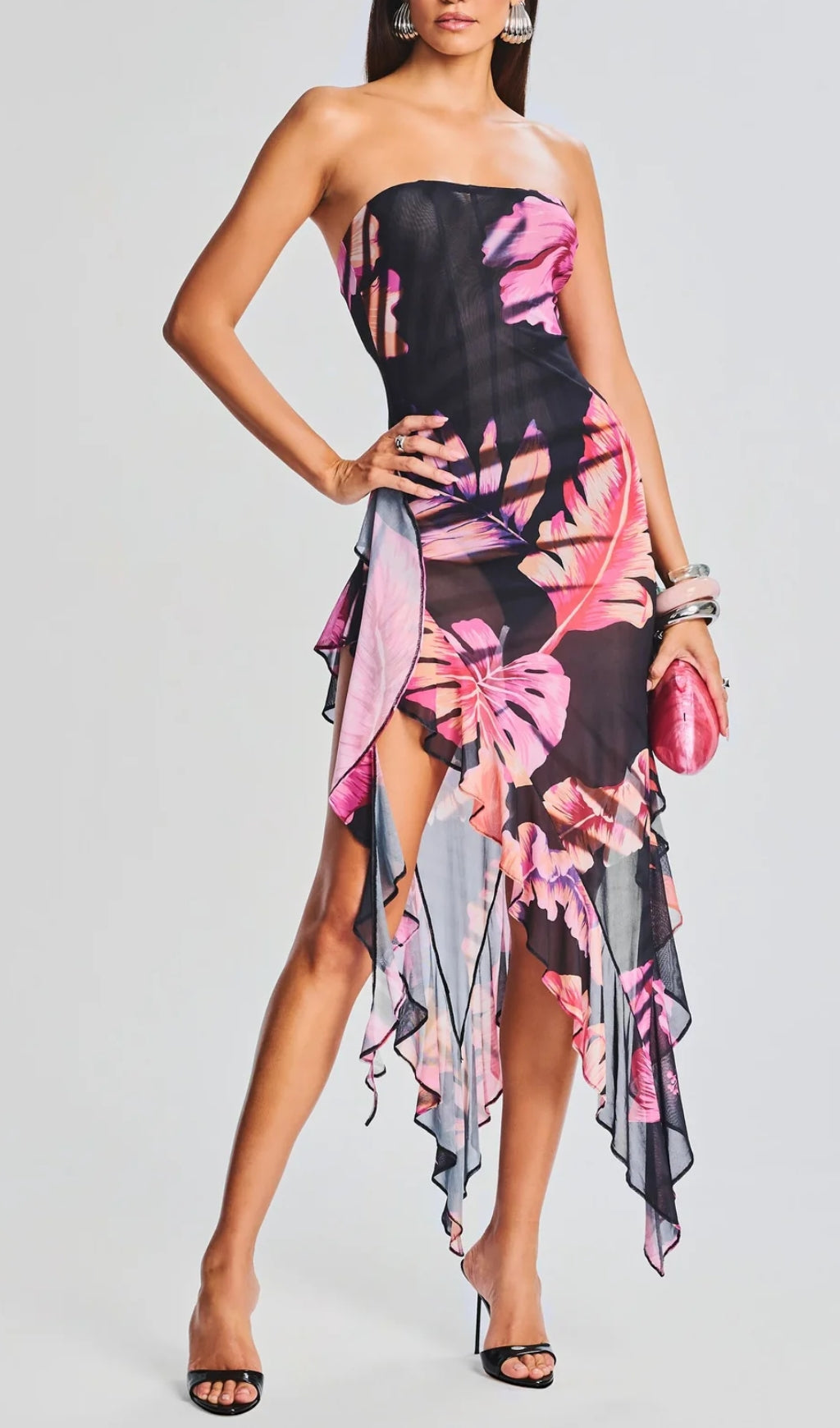 Tropical Leaf Color Tube Top Dress