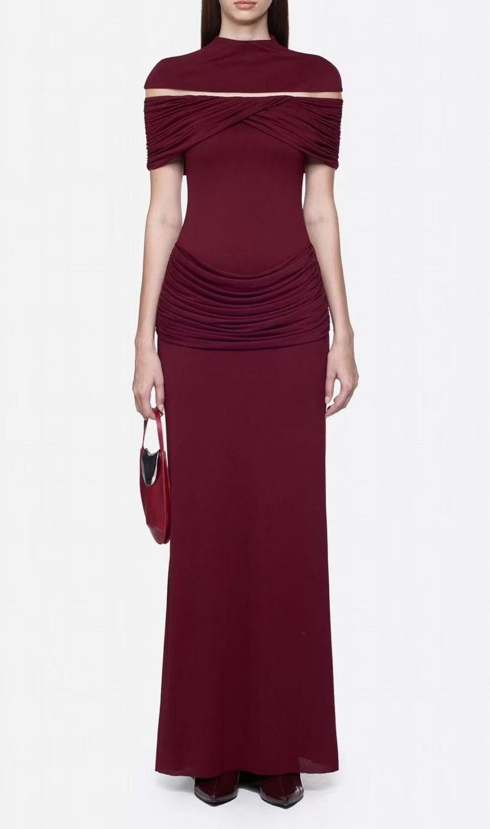 Karima Draped Off-Shoulder Ruched Maxi Dress - Flawless Fit & Effortless Elegance