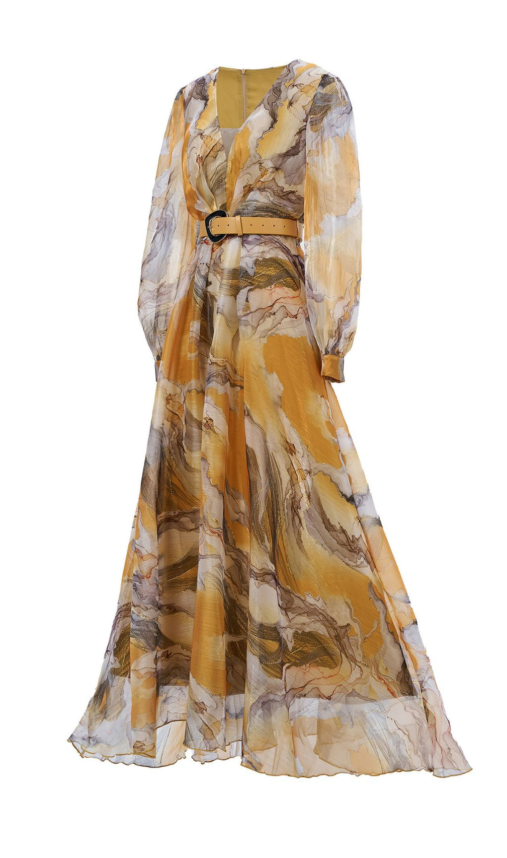 Feryal Printed Long Sleeve Maxi Dress