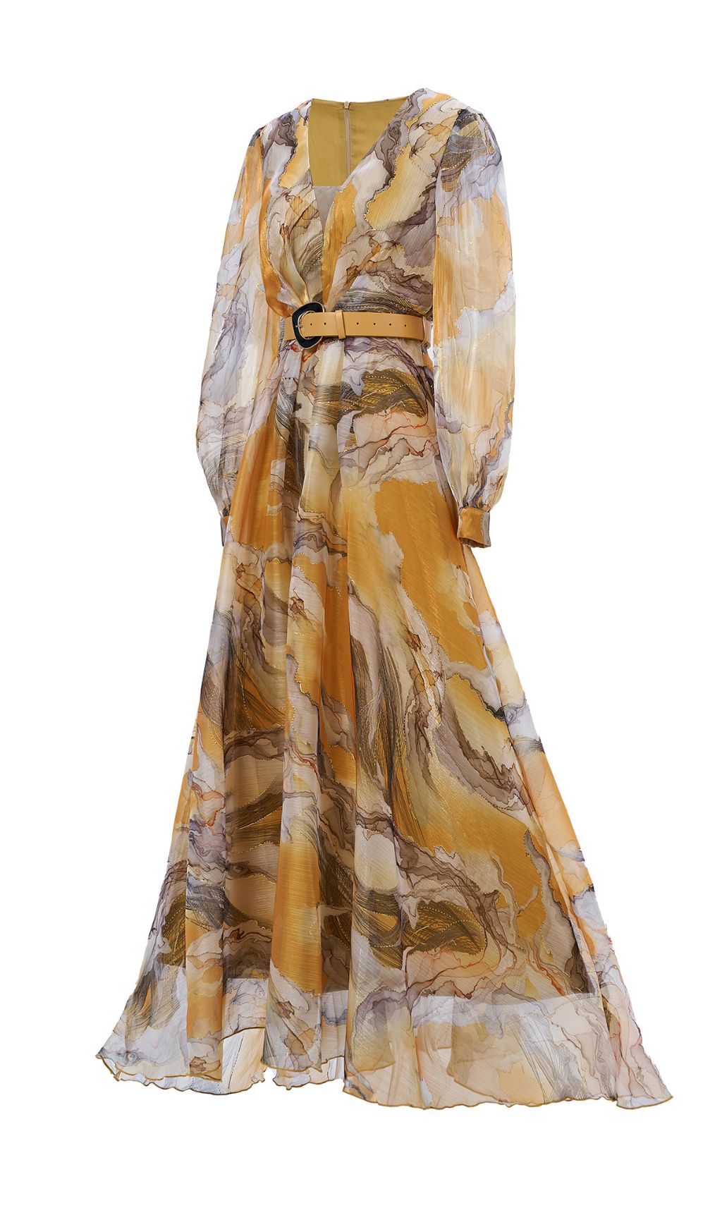 Feryal Printed Long Sleeve Maxi Dress