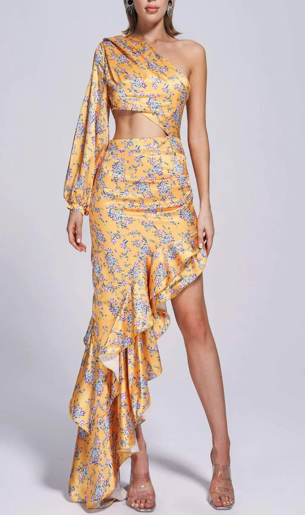 Cassidy One Shoulder Floral Maxi Dress