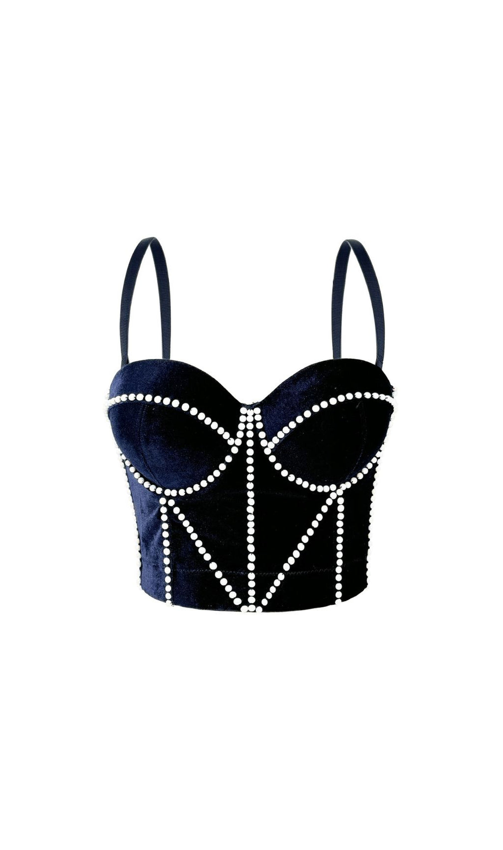 Jade Velvet Pearl Bustier Crop Top