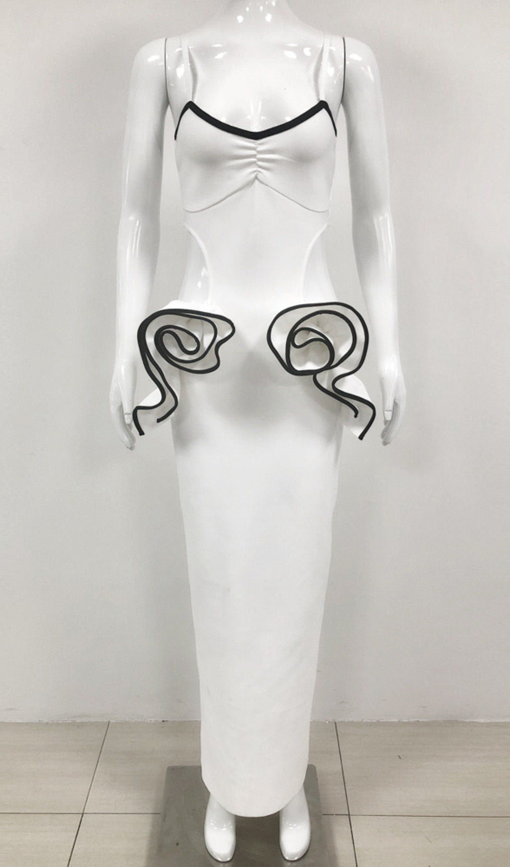 Bernadette White Flower Cutout Bandage Maxi Dress