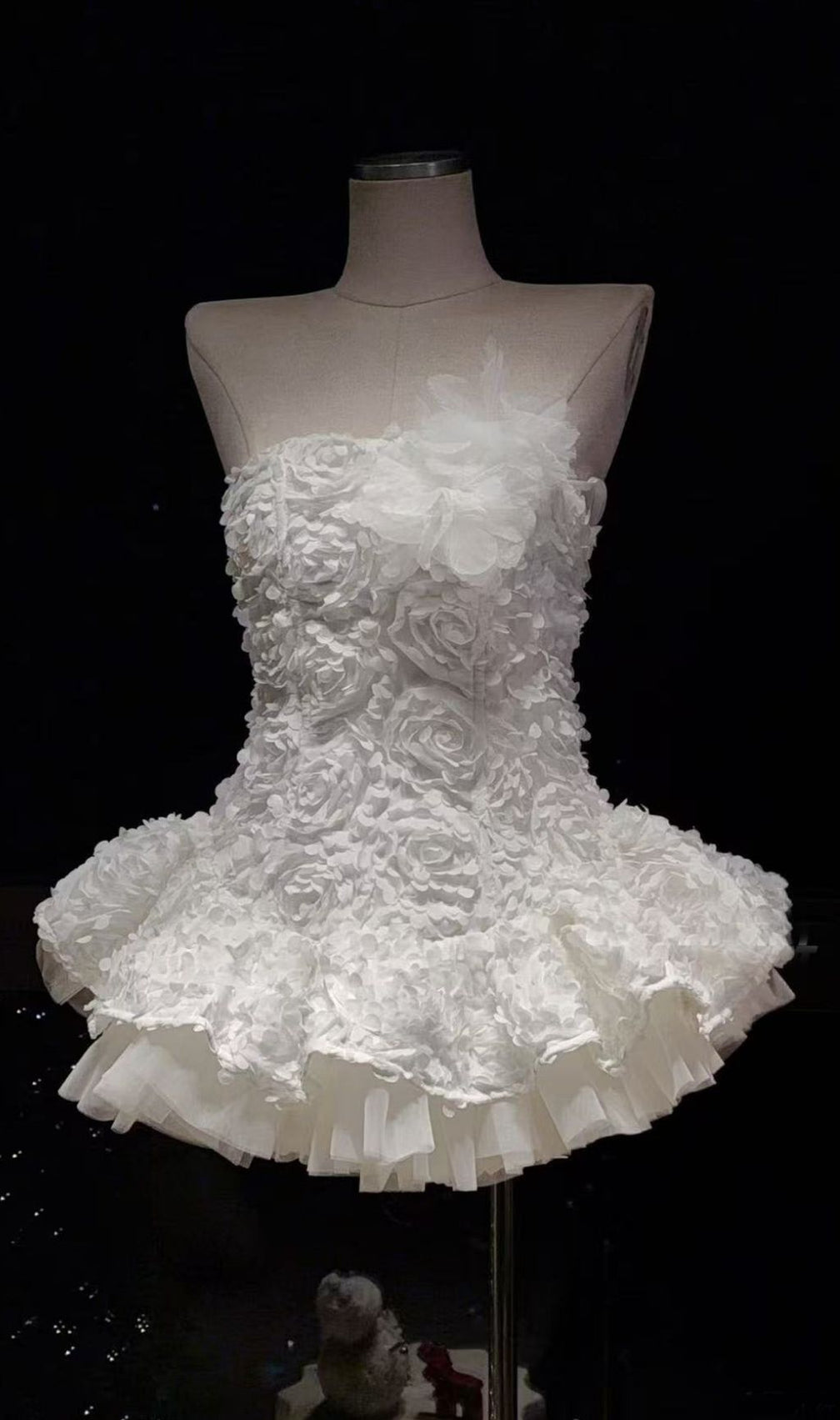 Keisha White Strapless Flower Mini Dress