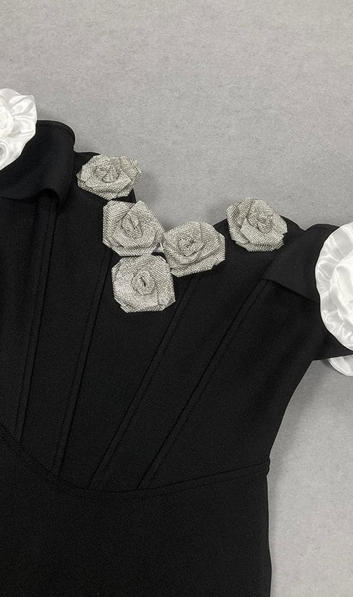 Bambi Off-Shoulder Flower Bandage Maxi Dress