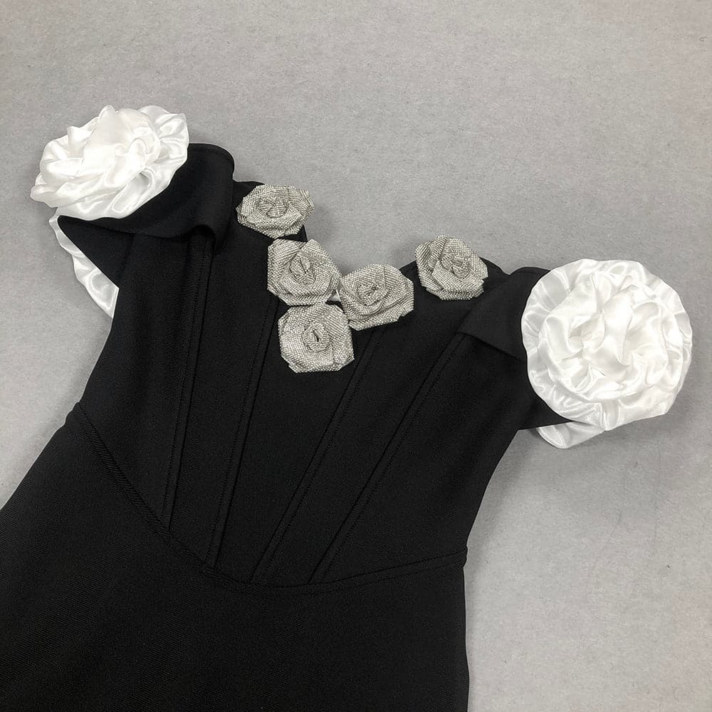 Bambi Off-Shoulder Flower Bandage Maxi Dress