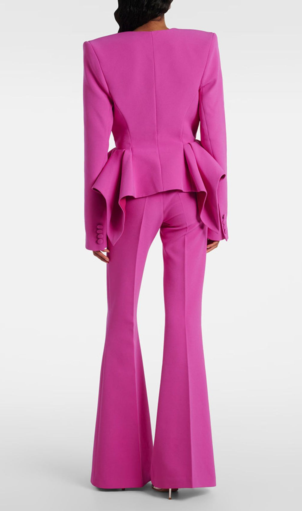 Jered Magenta Peplum Power Suit Set - Women's Chic Two-Piece Blazer & Wide-Leg Pants