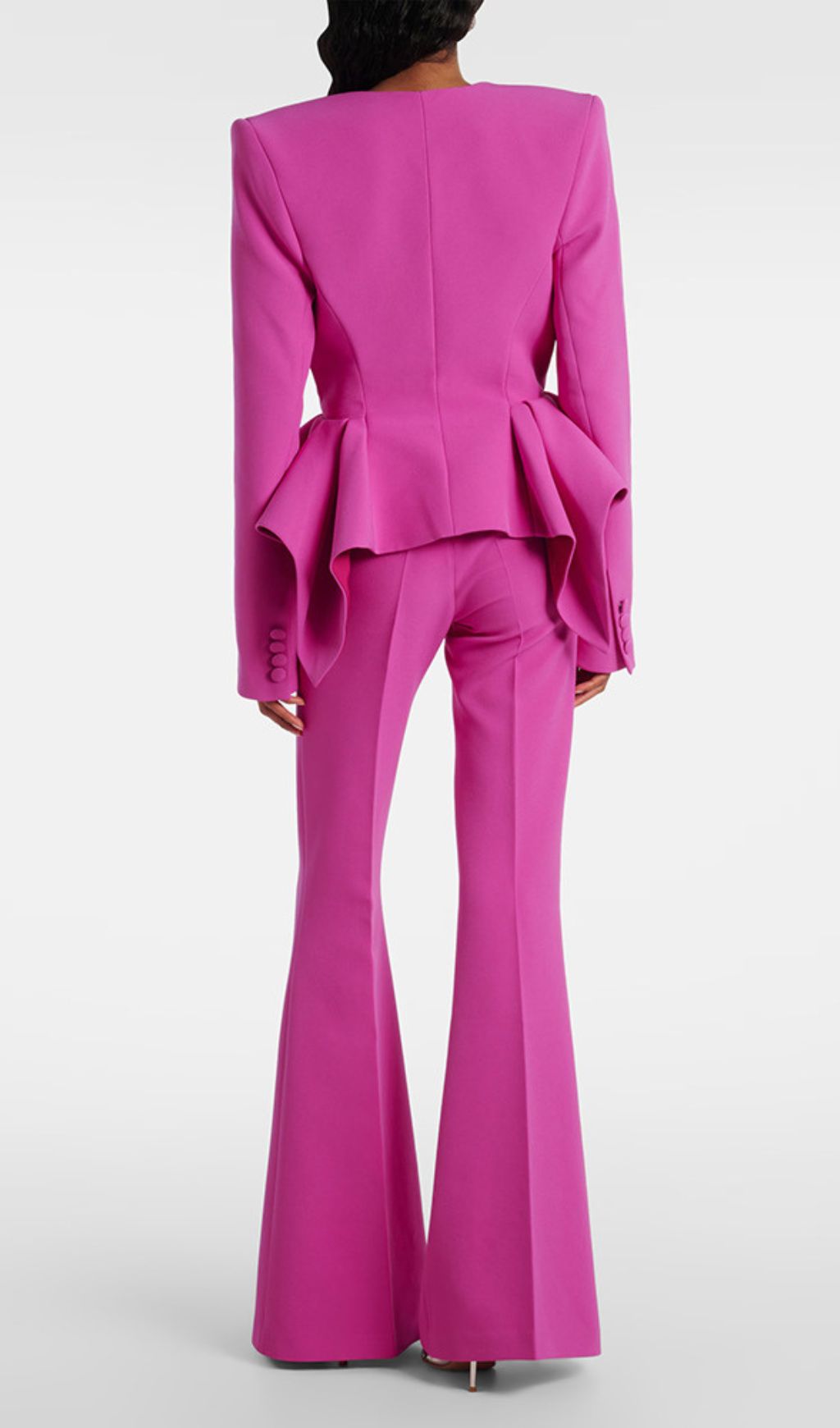 Jered Magenta Peplum Power Suit Set - Women's Chic Two-Piece Blazer & Wide-Leg Pants