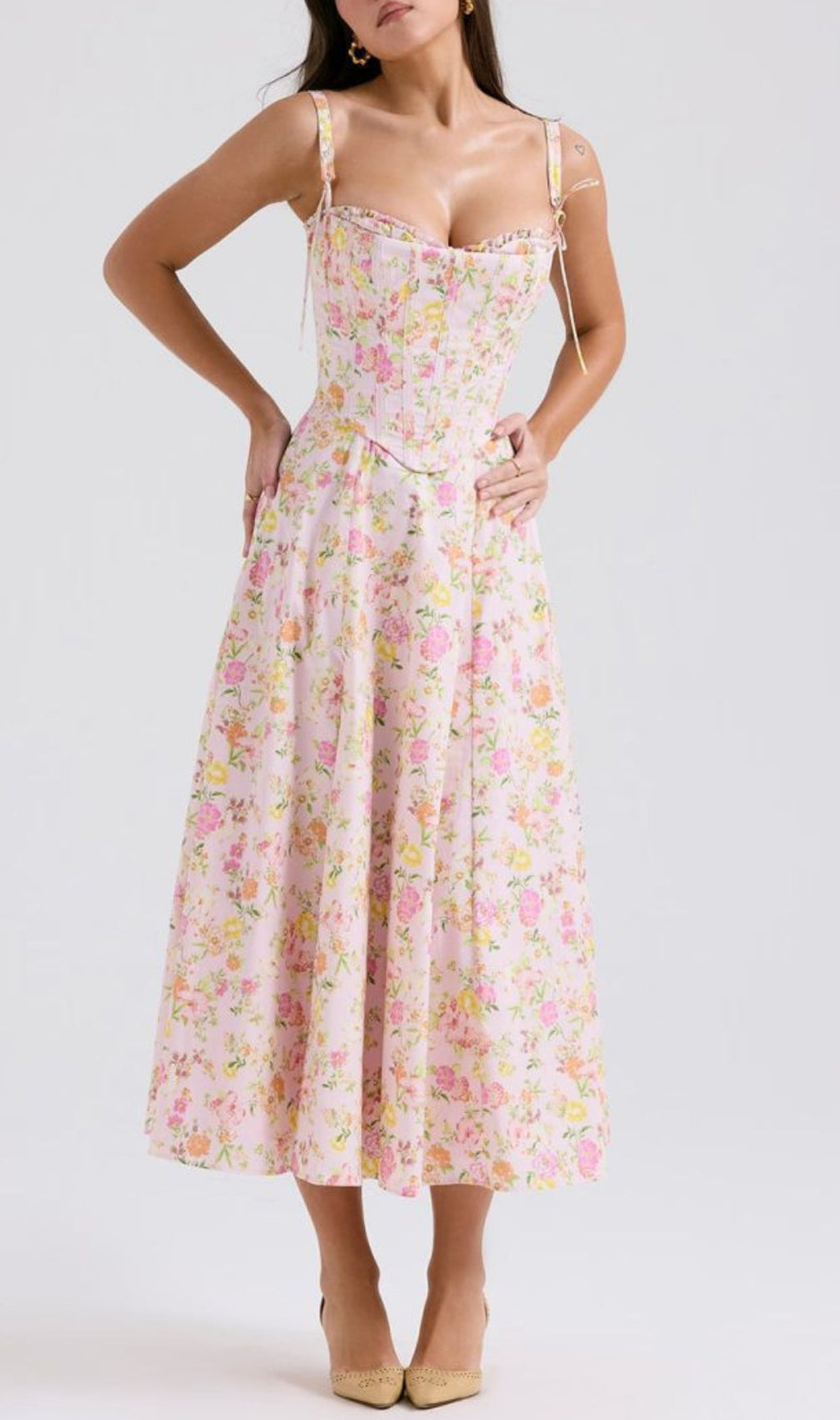 Avariella Floral Corset Midi Dress Set