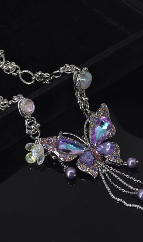 Teardrop Tassel Butterfly Necklace