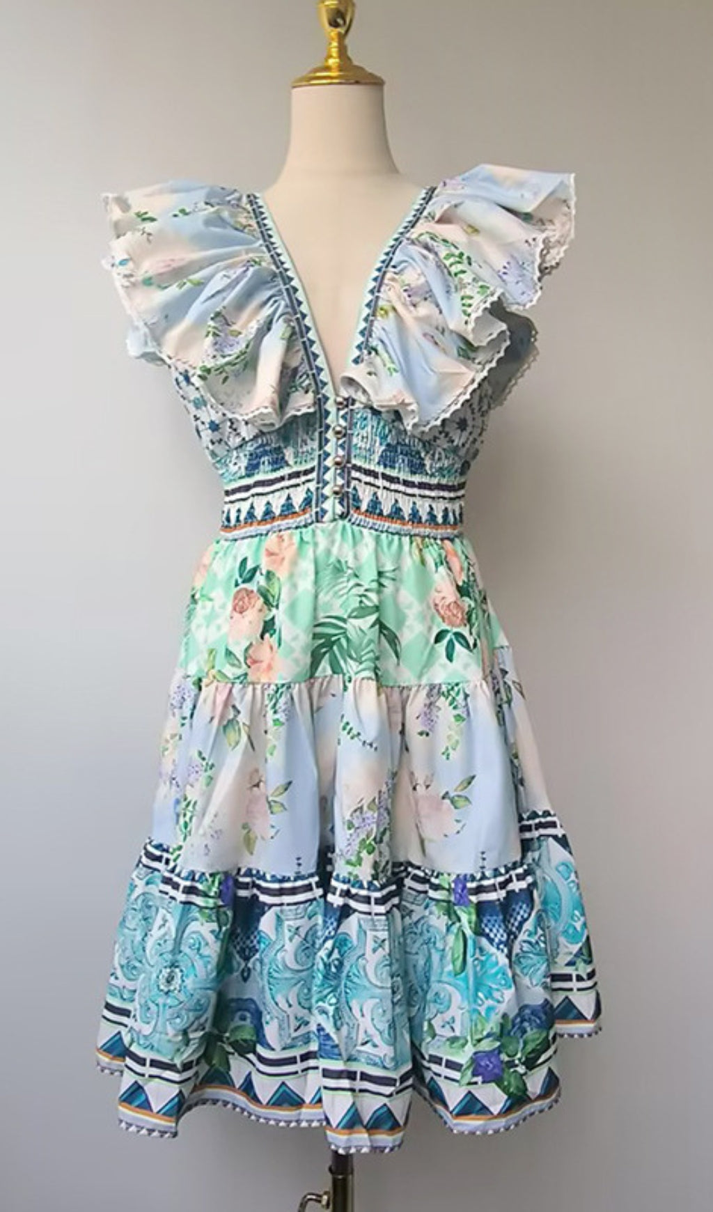 Exavier V-Neck Printed Mini Dress