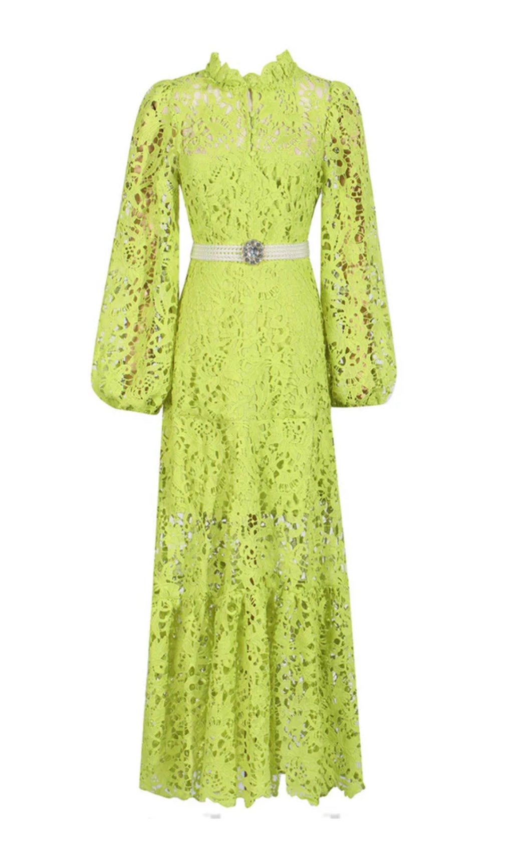 Tara Lace Embroidered Long Sleeve Midi Dress