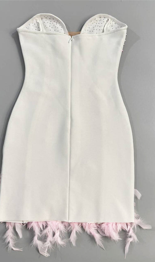 Hita Pink Strapless Beaded Floral Bandage Mini Dress - Party Glam