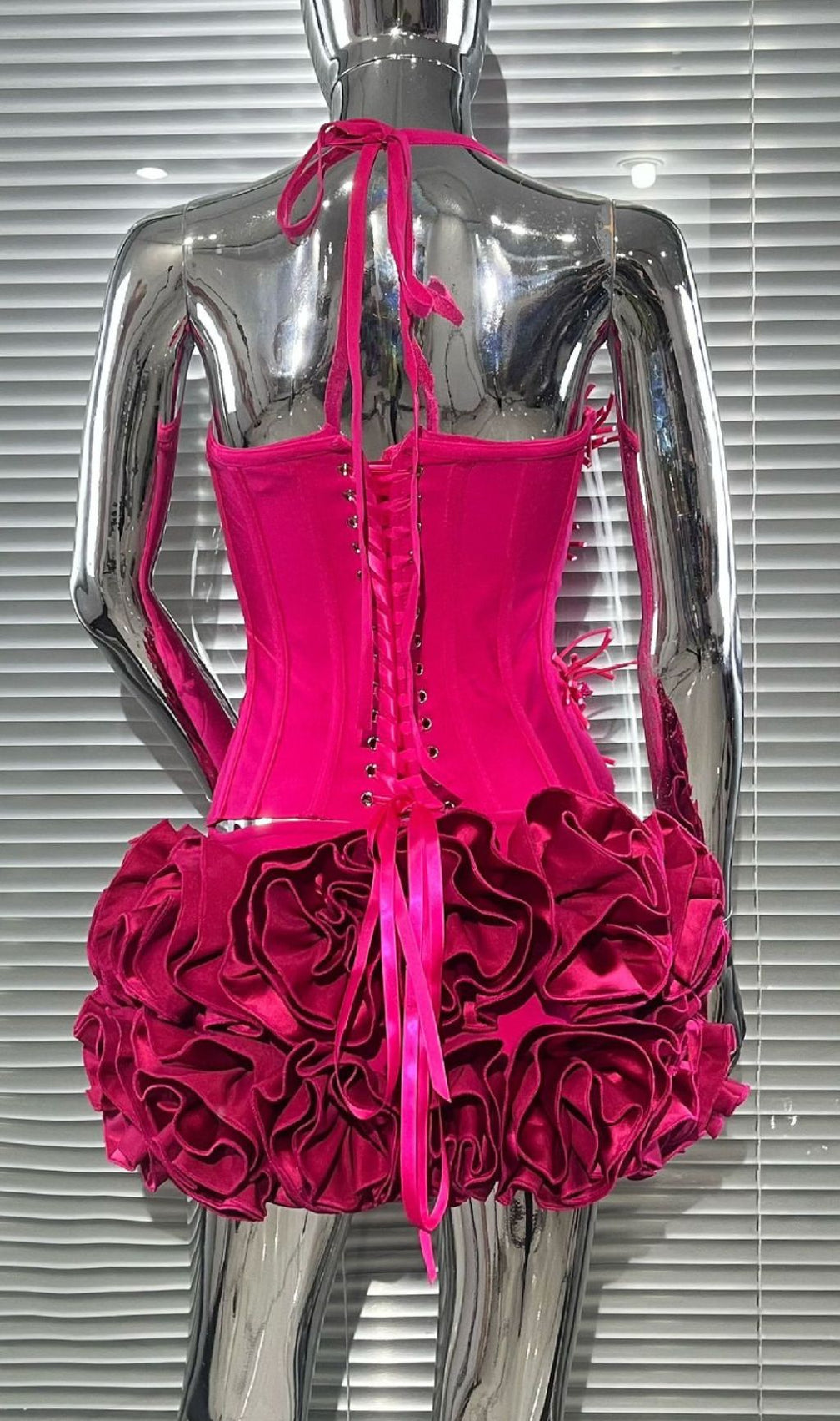 Joslyn Fiery Red Rose & Bandage Corset Two-Piece Set