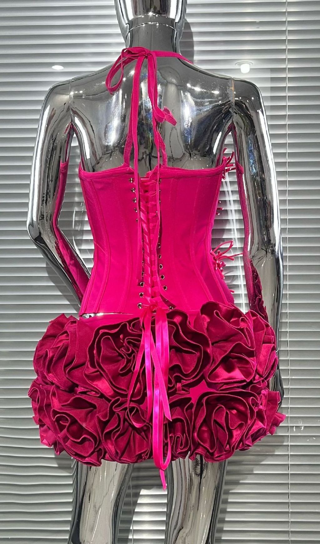 Joslyn Fiery Red Rose & Bandage Corset Two-Piece Set