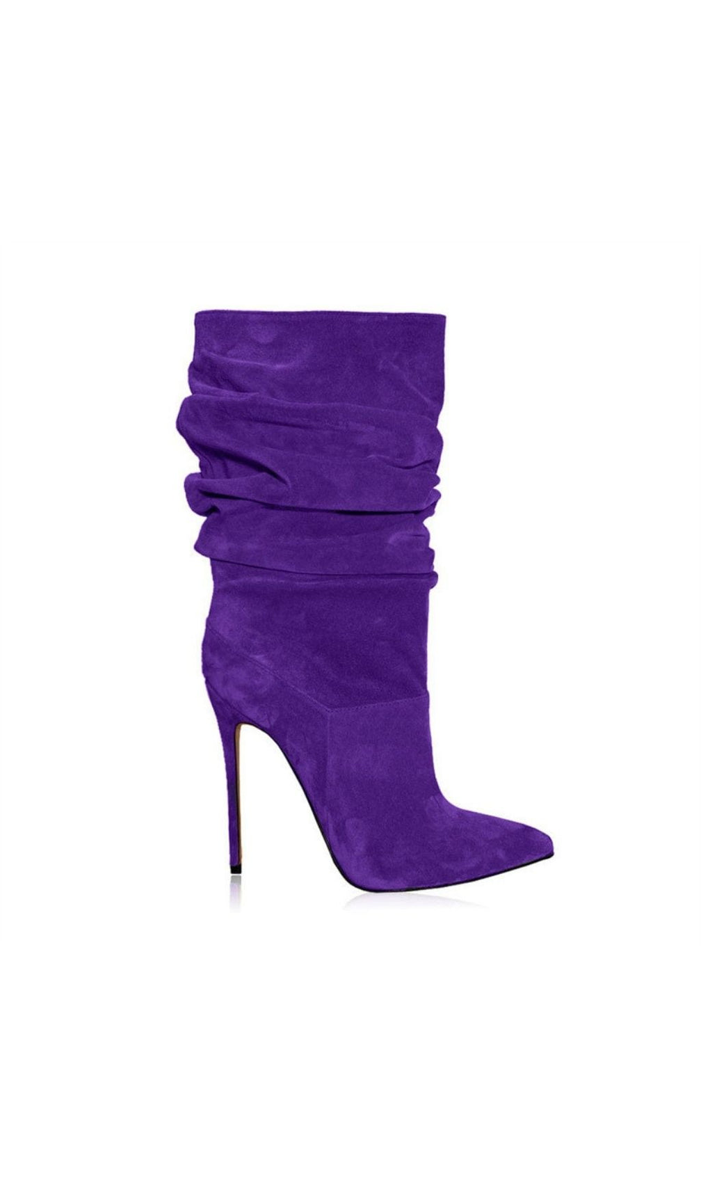 Katalin Purple Suede Stiletto Slouchy Boots | High Heel Glamour for Women