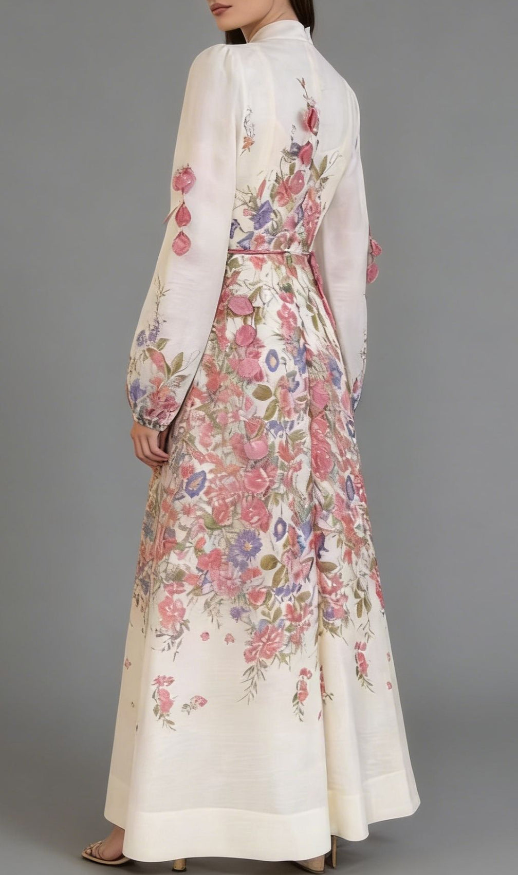 Kartier Elegant Floral Long Sleeve Maxi Dress - Romantic Garden Bloom